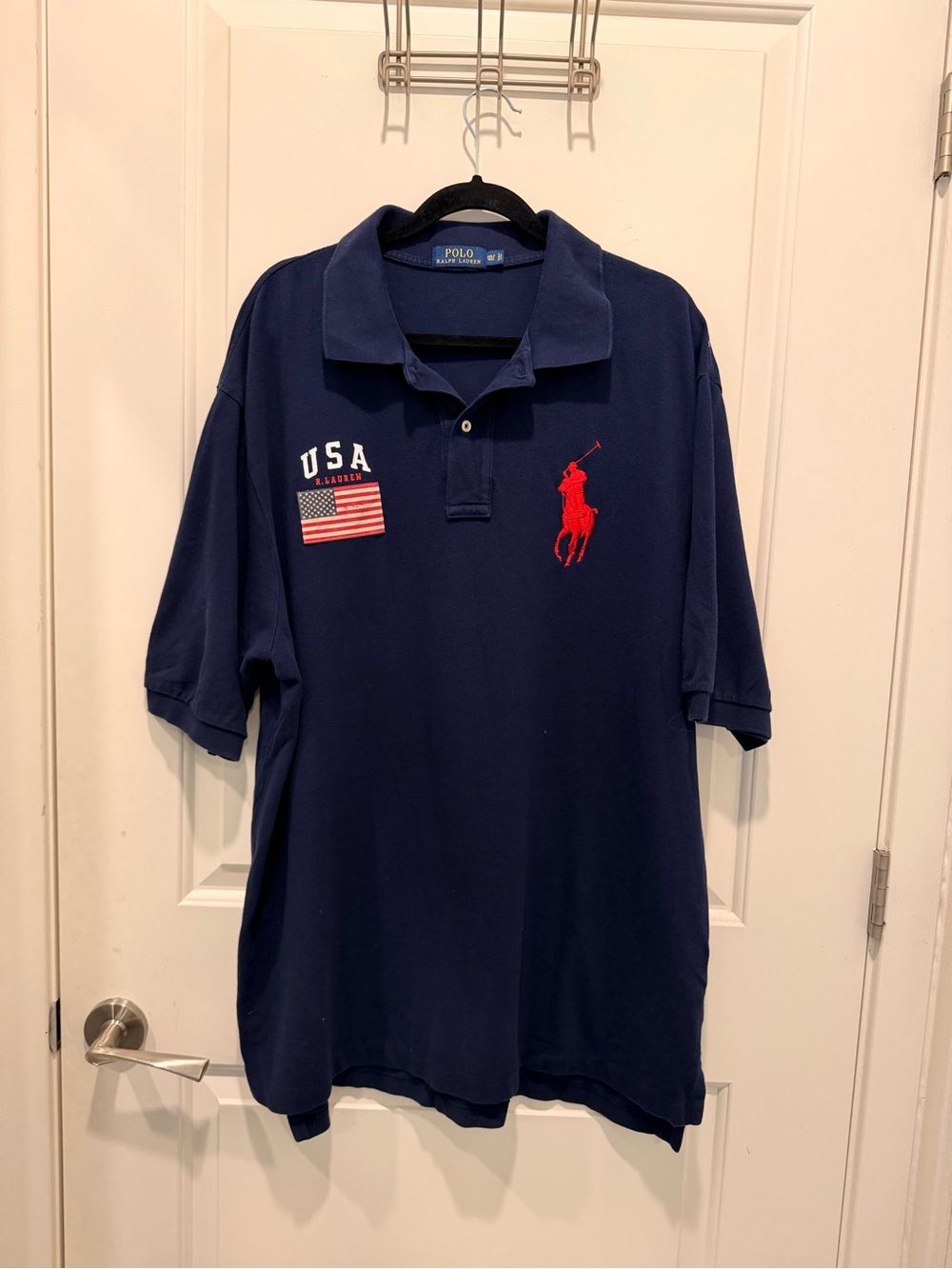 Polo Ralph Lauren Polo Shirt Size 2XLT Blue USA Flag Big
Pony